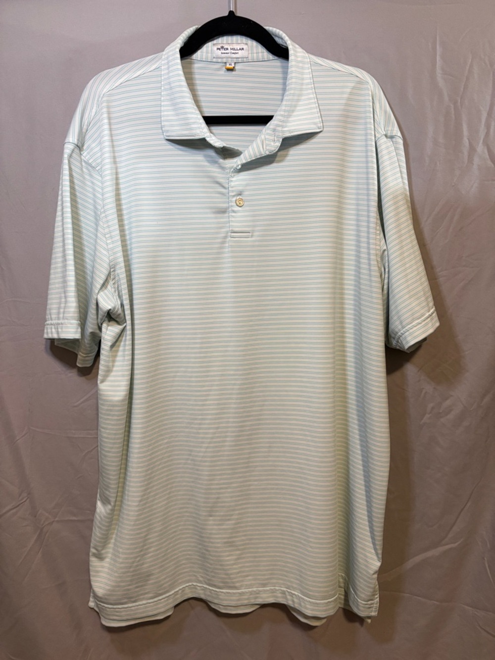 Peter Millar Pale Blue and White Striped Polo